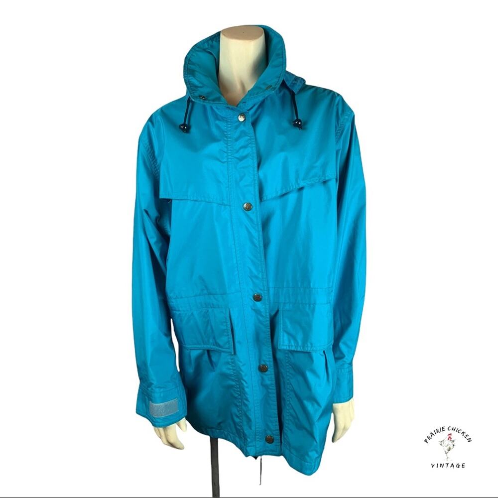 Eddie Bauer Womens Jacket Coat - size M, blue, hooded, Gore-Tex 3/4 length